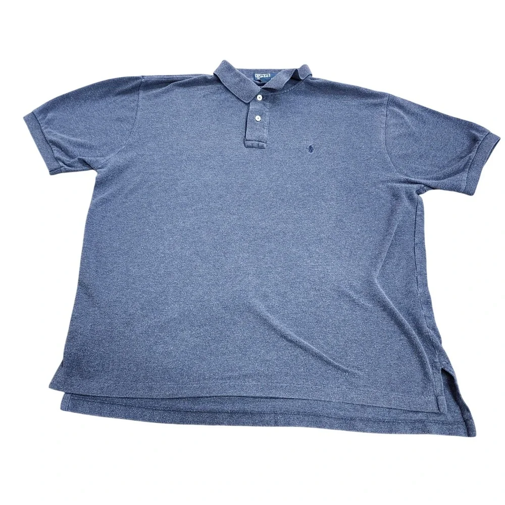 Polo Ralph Lauren Mens XL Blue Heather Cotton Pique Short Sleeve Polo Shirt